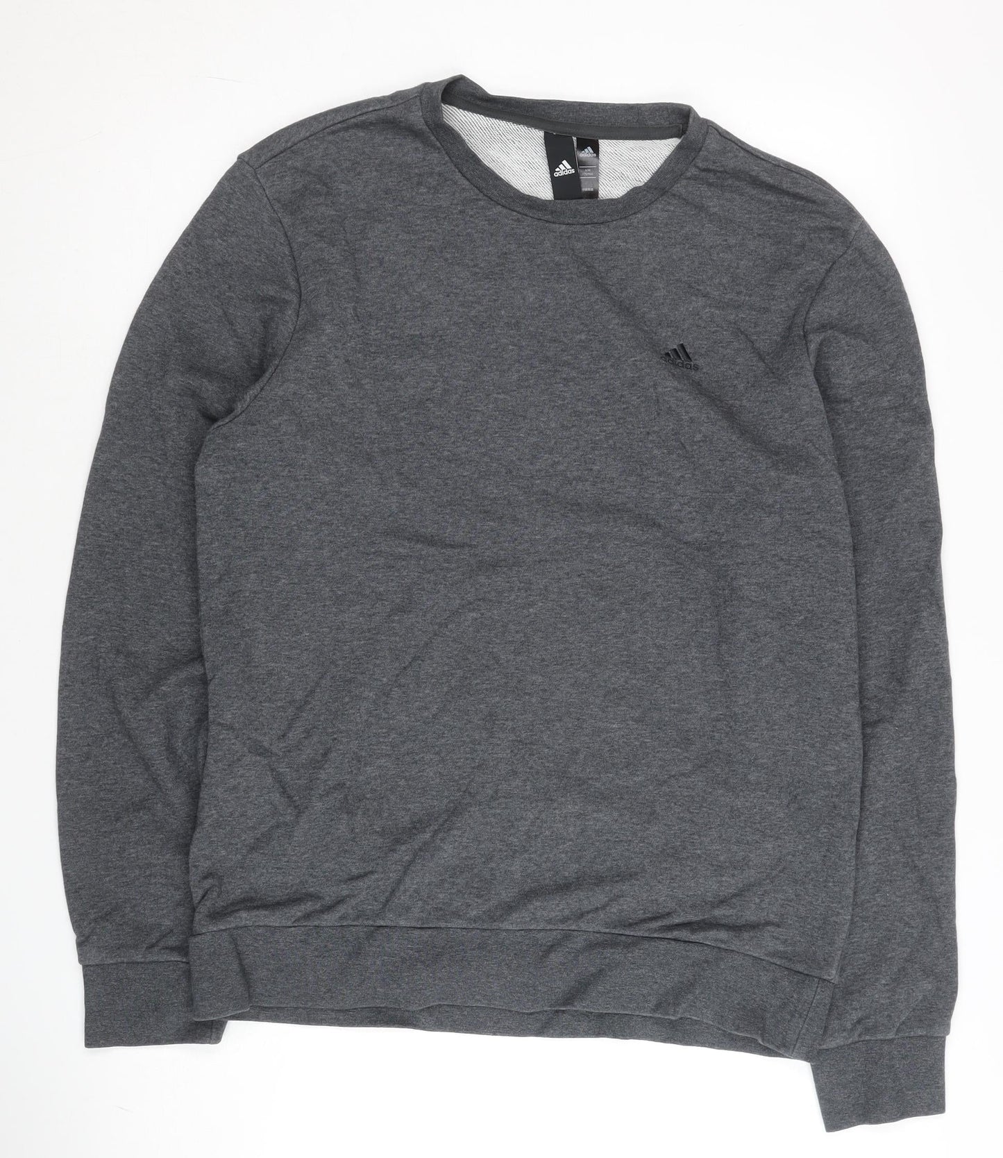 Adidas Men's Grey Crew Neck Pullover Sweatshirt M Regular Fit