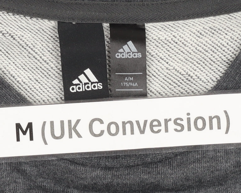 Adidas Men's Grey Crew Neck Pullover Sweatshirt M Regular Fit
