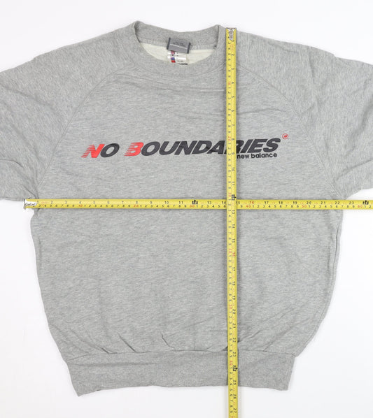 New Balance Men's Grey Small Pullover Sweatshirt Logo Sportswear