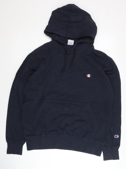 Champion Men’s Blue Large Pullover Hoodie with Logo & Pocket