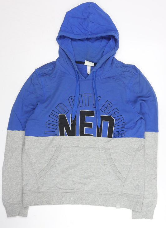 Additional front view of Adidas Neo Men’s Blue Grey Pullover Hoodie L Sports Graphic