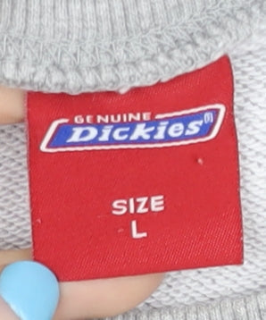 Dickies Men's Grey L Pullover Sweatshirt Crew Neck Logo Print