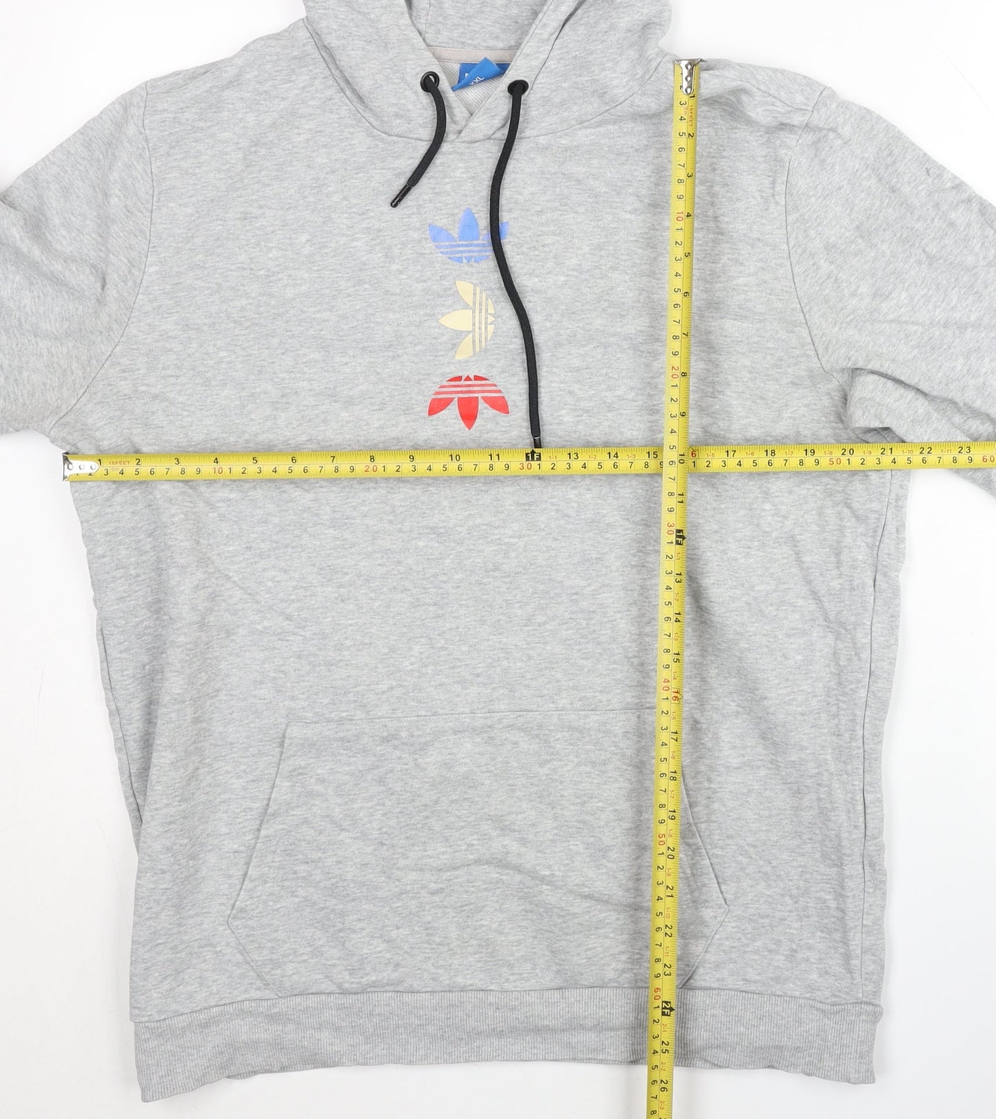 Adidas Men’s Grey Pullover Hoodie 2XL Logo Print Sportswear