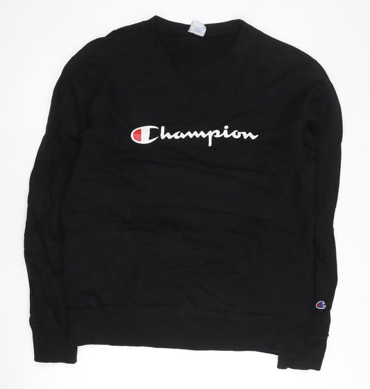 Champion Mens Black 2XL Pullover Sweatshirt Crew Neck Logo Athletic