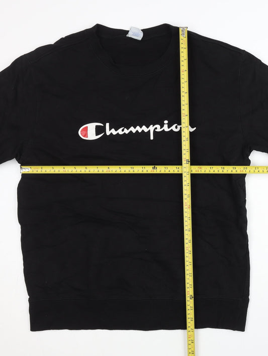 Champion Mens Black 2XL Pullover Sweatshirt Crew Neck Logo Athletic