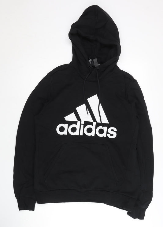 Adidas Men’s Black Pullover Hoodie M Graphic Logo Sportswear