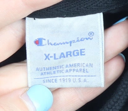 Champion Men’s Black XL Pullover Hoodie with Logo Print