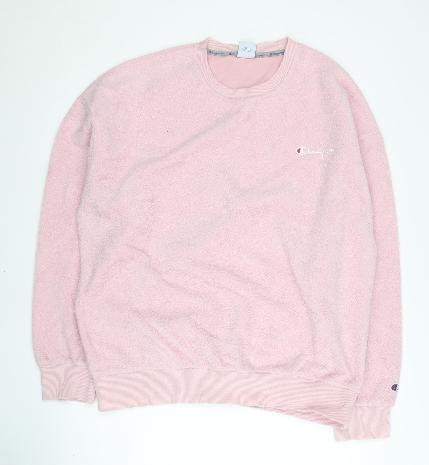 Champion Mens Pink XL Pullover Fleece Sweatshirt Crew Neck Logo