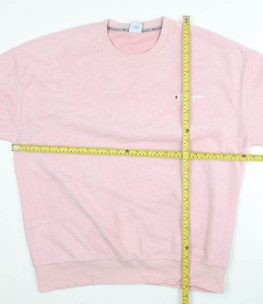 Champion Mens Pink XL Pullover Fleece Sweatshirt Crew Neck Logo