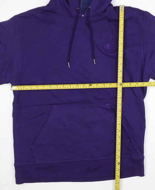Champion Men's Purple Pullover Hoodie M Regular Fit Fleece Logo