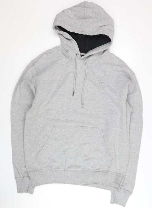 Champion Men’s Grey Pullover Hoodie M Regular Fit Fleece Logo
