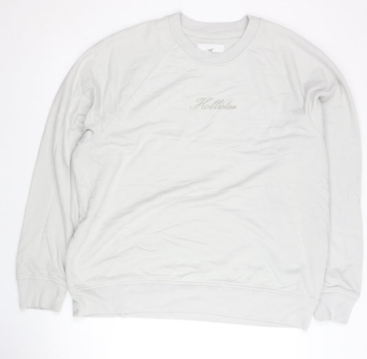 Hollister Men’s Grey Logo Oversized Pullover Sweatshirt L