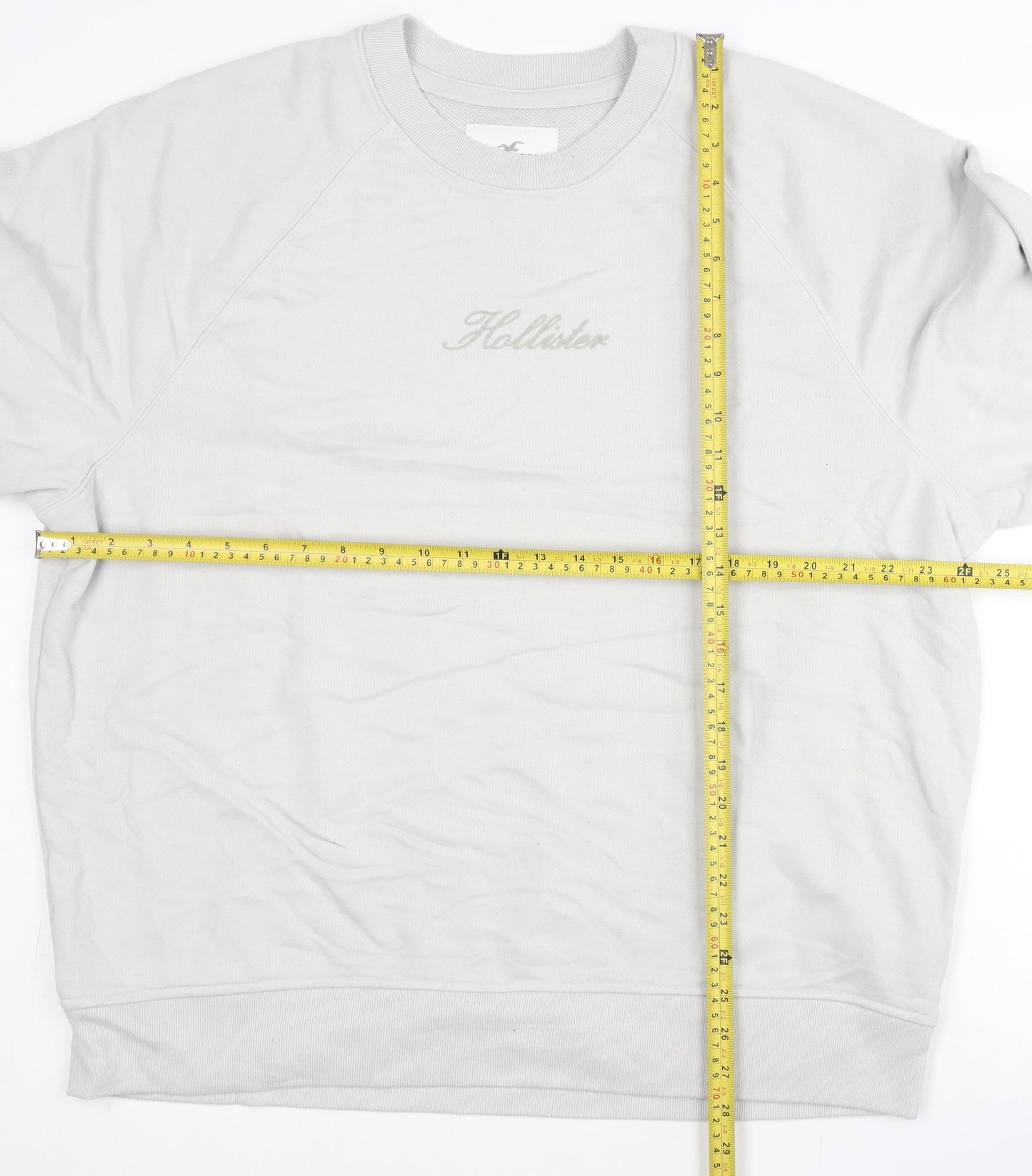 Hollister Men’s Grey Logo Oversized Pullover Sweatshirt L