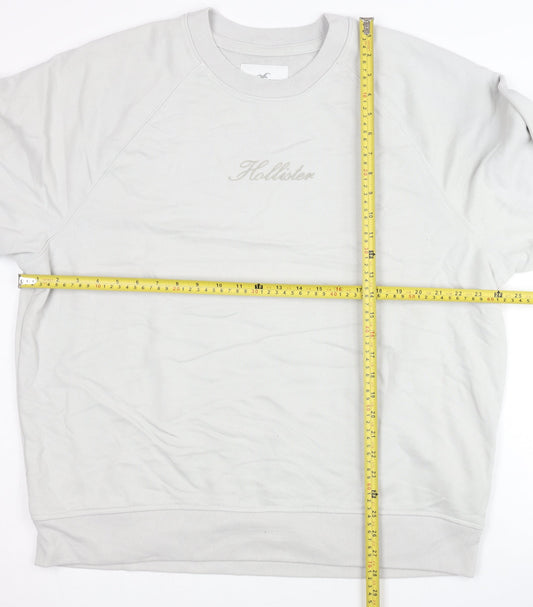 Hollister Men’s Grey Logo Oversized Pullover Sweatshirt L