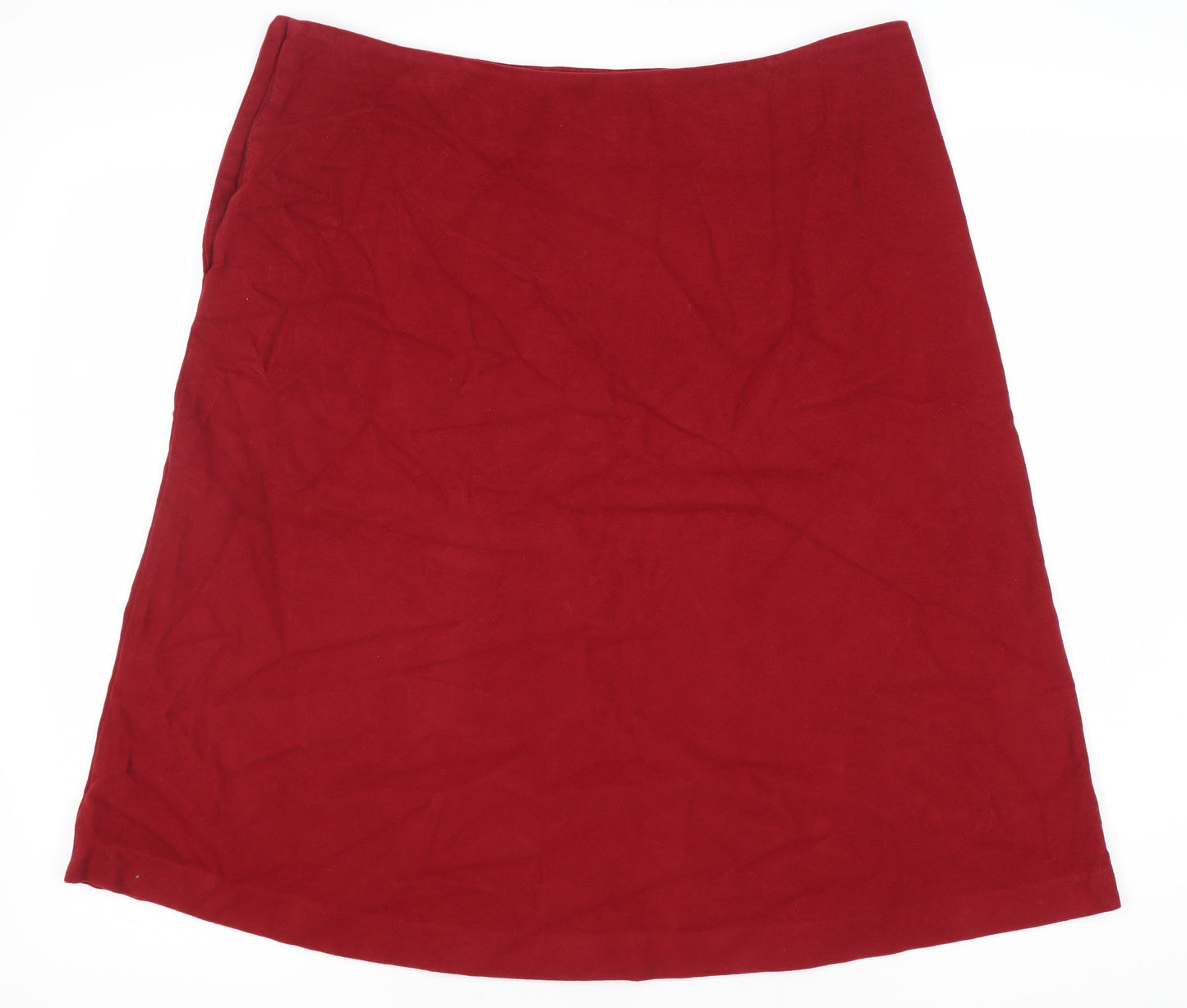 Boden Women Red Cotton Knee Length A-Line Skirt Size 14 Casual
