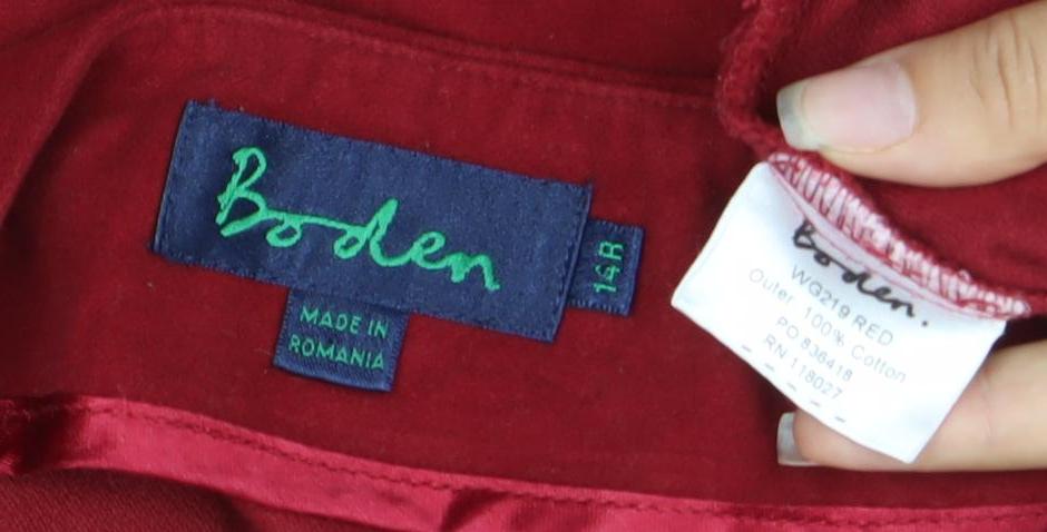 Boden Women Red Cotton Knee Length A-Line Skirt Size 14 Casual