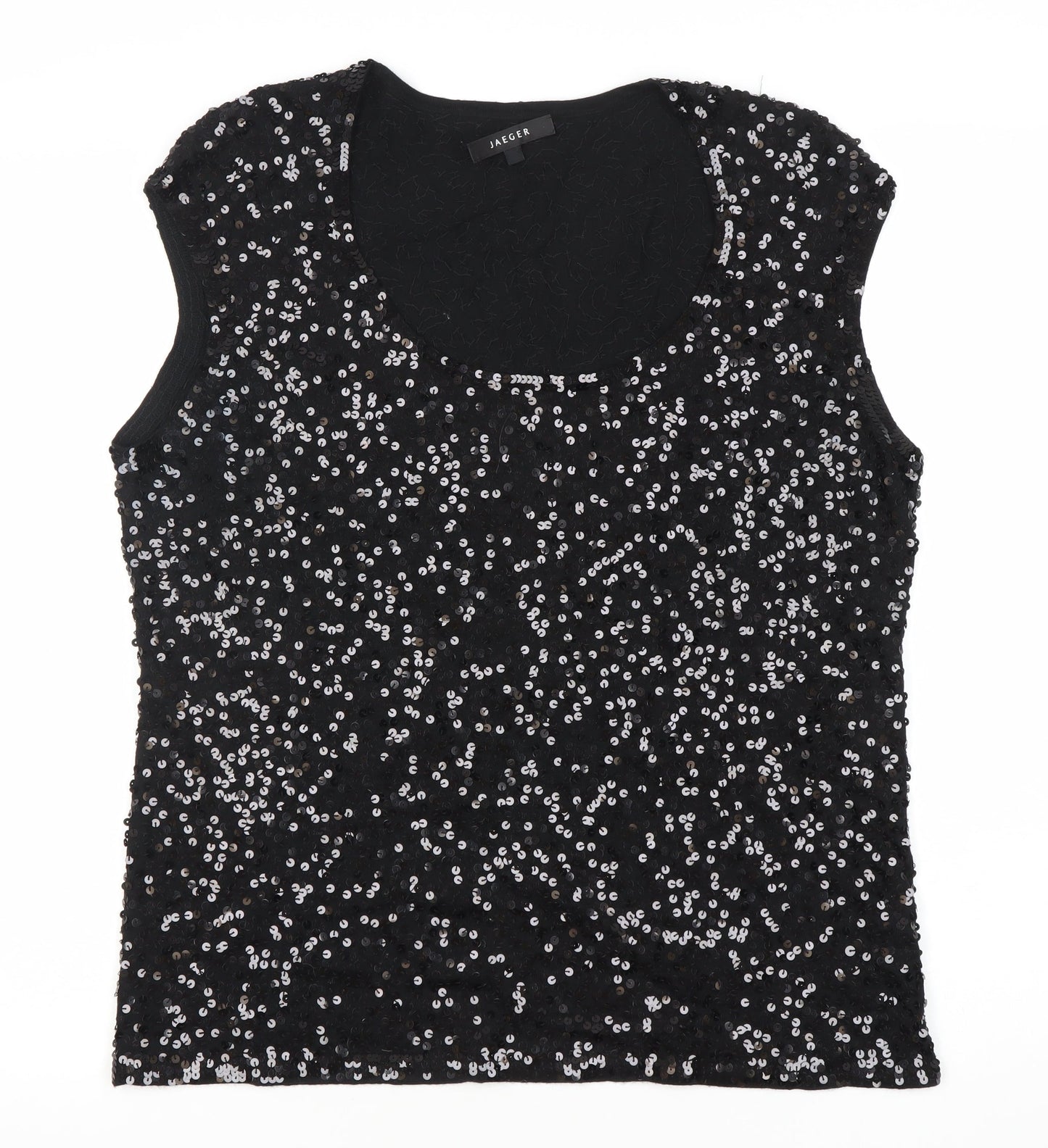 Jaeger Women’s Black Sequin Wool Sleeveless Tank Top XL