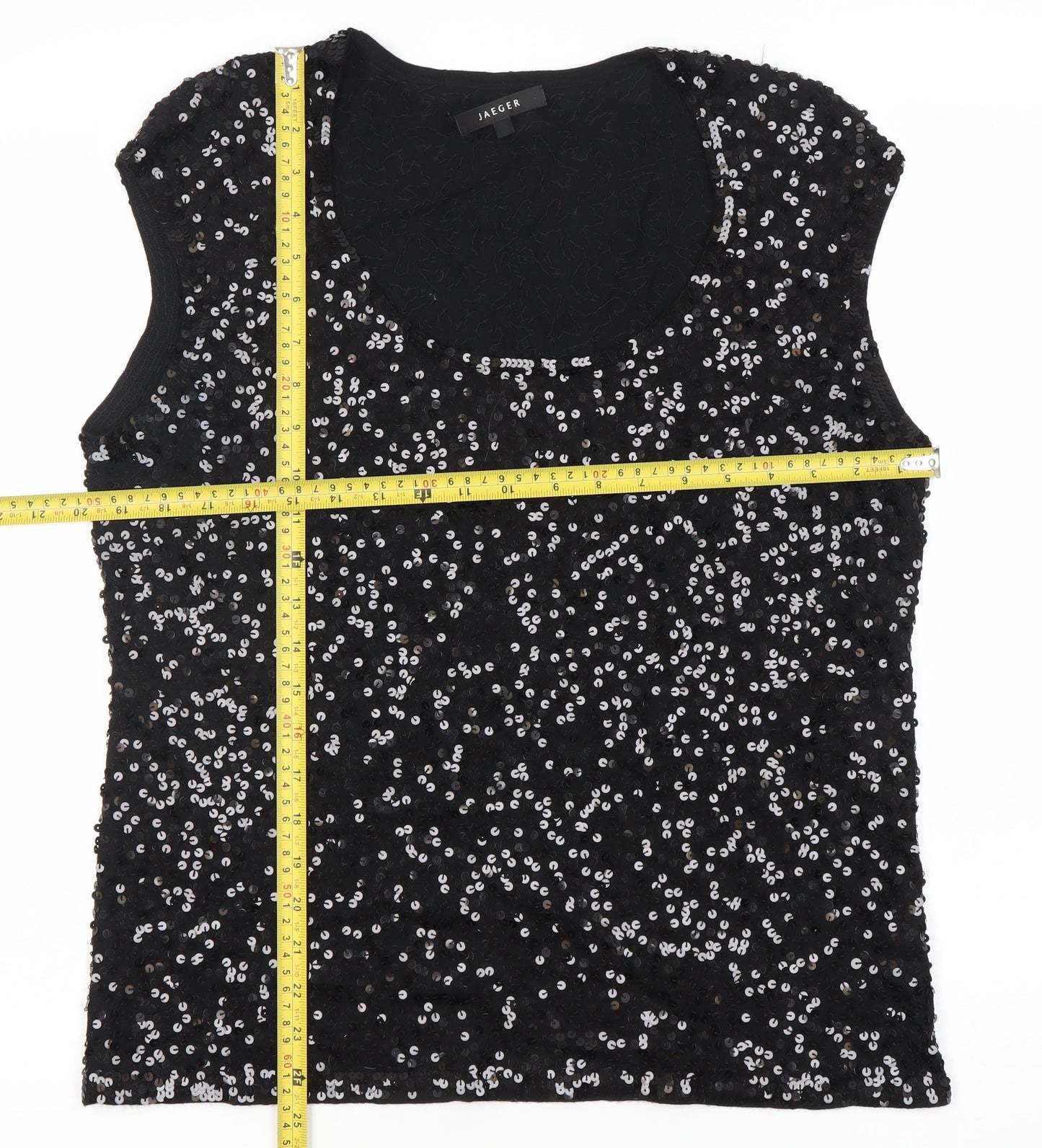 Jaeger Women’s Black Sequin Wool Sleeveless Tank Top XL