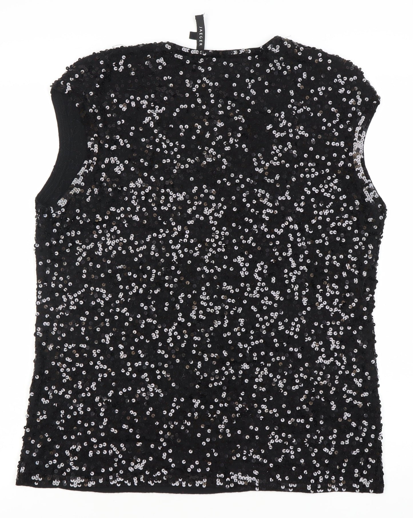 Jaeger Women’s Black Sequin Wool Sleeveless Tank Top XL