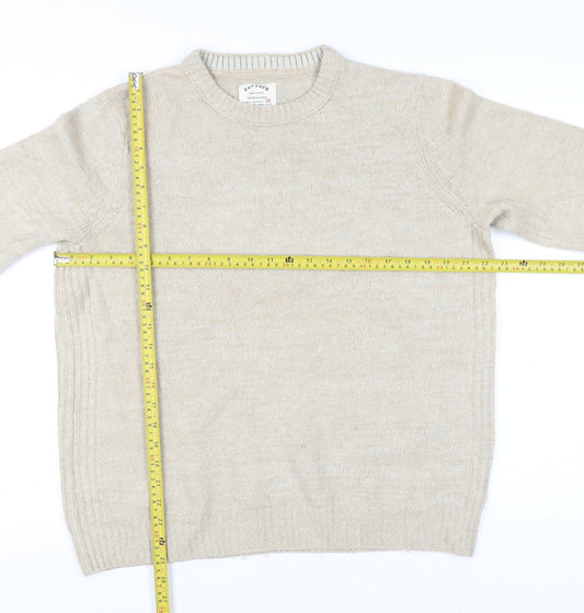 Fat Face Men's Beige XL Crew Neck Pullover Jumper Knit Autumn Winter
