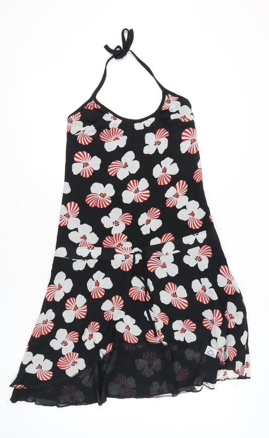 Diesel Women's Black Floral Halter Hi-Low Summer Dress M