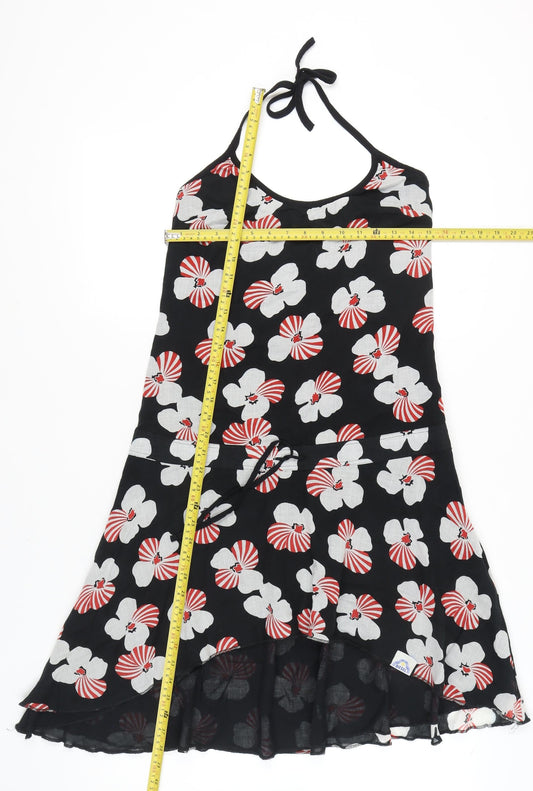 Diesel Women's Black Floral Halter Hi-Low Summer Dress M