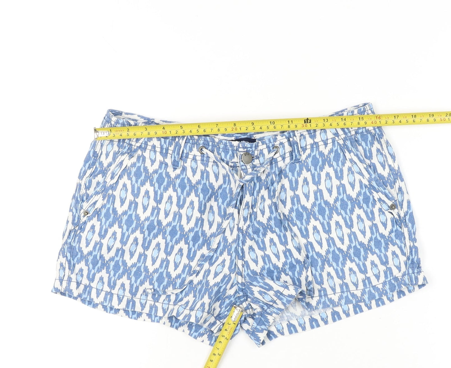 Gap Women’s Blue Geometric Chino Shorts Size 10 Cotton Summer