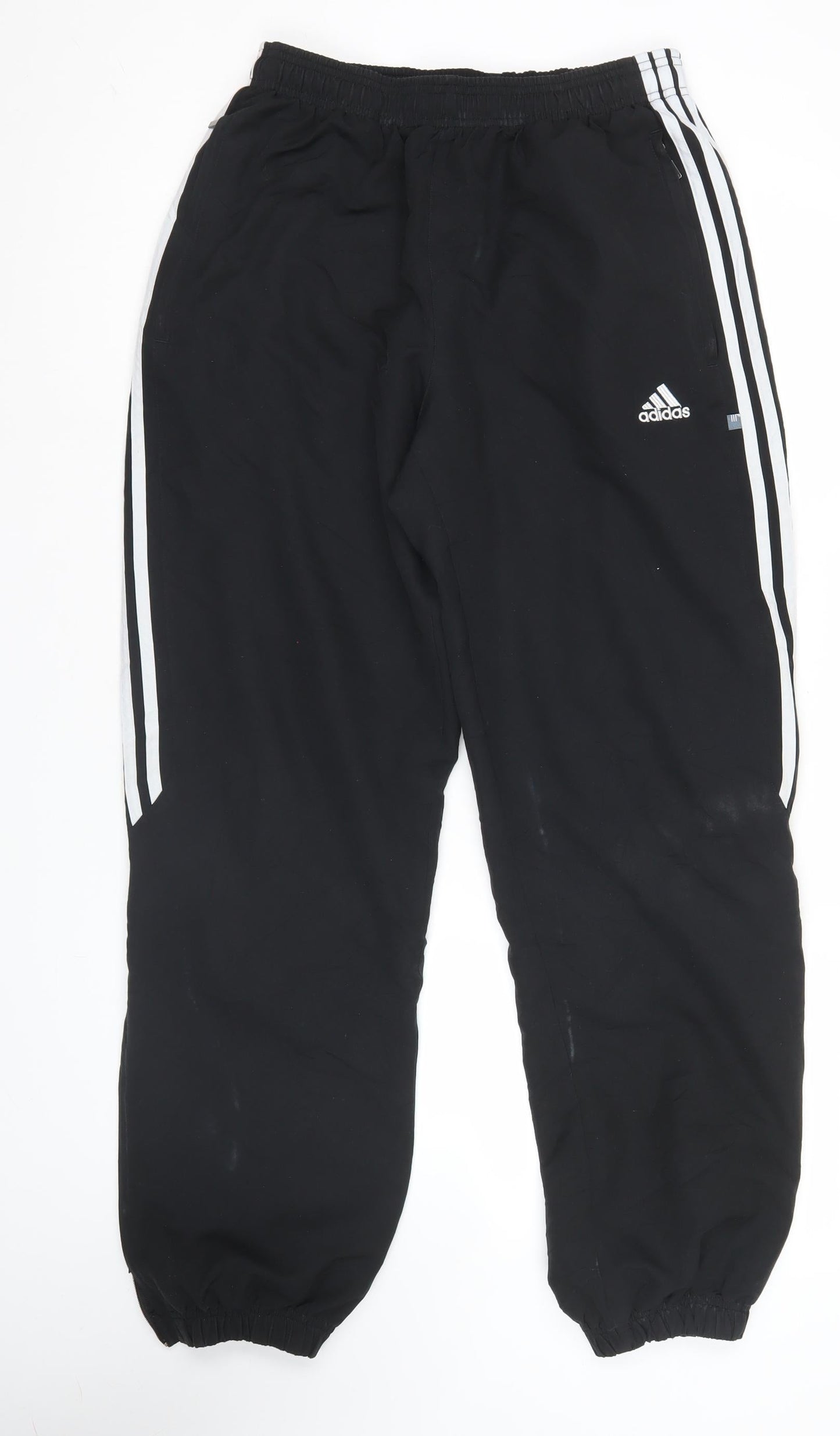 Adidas Men’s Black L Track Pants Elastic Waist Pockets Zip Sportswear
