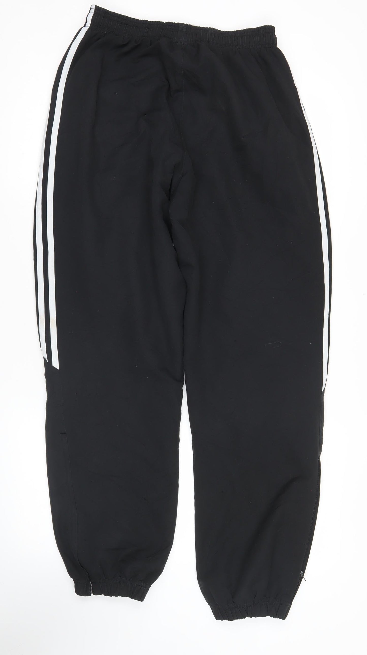 Adidas Men’s Black L Track Pants Elastic Waist Pockets Zip Sportswear