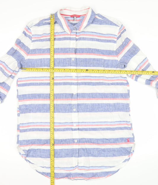 Joules Women's Multicoloured Linen Striped Button-Up Shirt UK 12