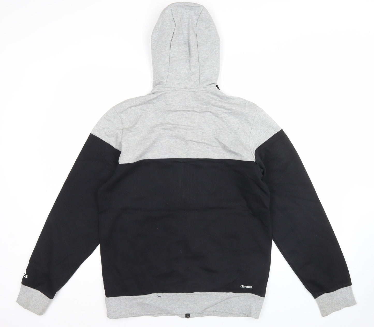 Adidas Men’s Grey Black Full Zip Hoodie M Regular Fit Sportswear