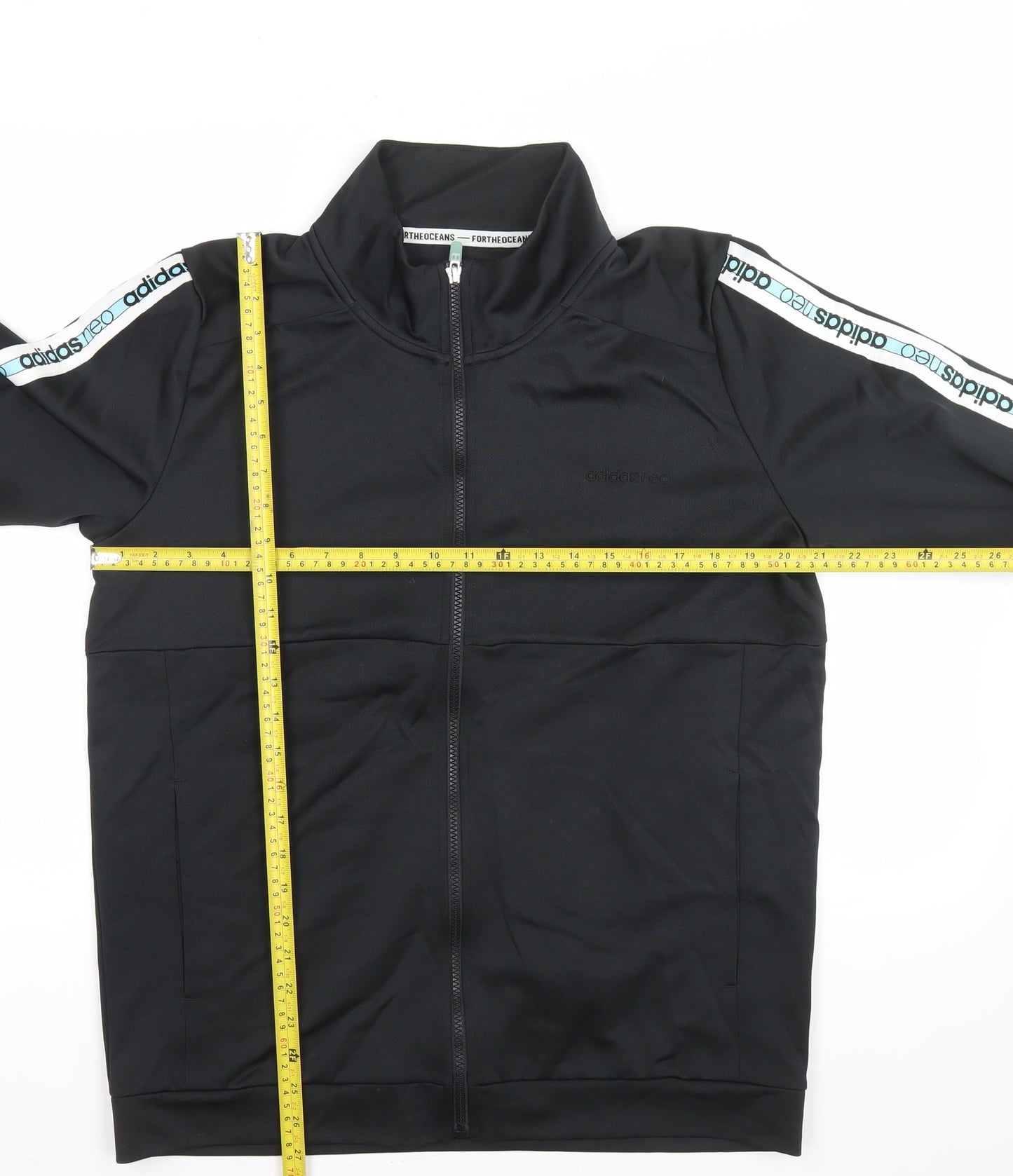 Adidas Men’s Black L Track Jacket Neo Parley Athleisure Full Zip