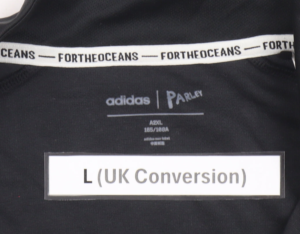 Adidas Men’s Black L Track Jacket Neo Parley Athleisure Full Zip