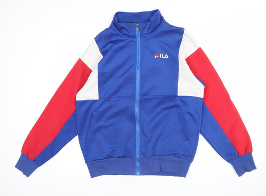 FILA Men's Blue Track Jacket M Colourblock Full Zip Sportswear