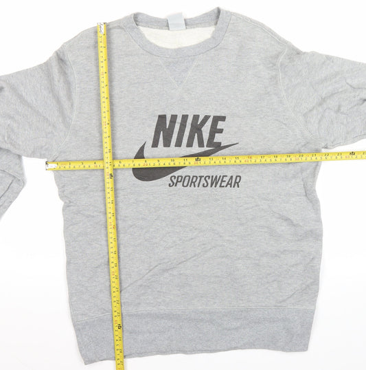 Nike Men’s Grey Sportswear Sweatshirt L Crew Neck Logo Cotton Pullover