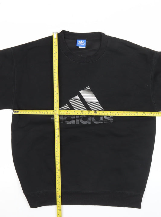 Adidas Men’s Black Logo Pullover Sweatshirt L Long Sleeve Crew Neck