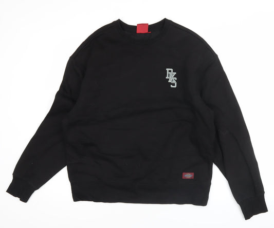 Dickies Men’s Black L Pullover Sweatshirt Fleece Logo Crew Neck
