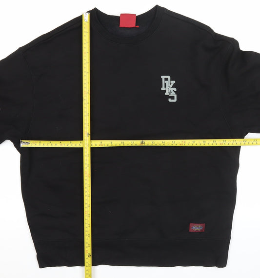 Dickies Men’s Black L Pullover Sweatshirt Fleece Logo Crew Neck