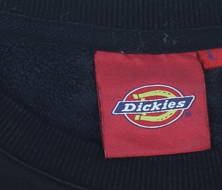 Dickies Men’s Black L Pullover Sweatshirt Fleece Logo Crew Neck