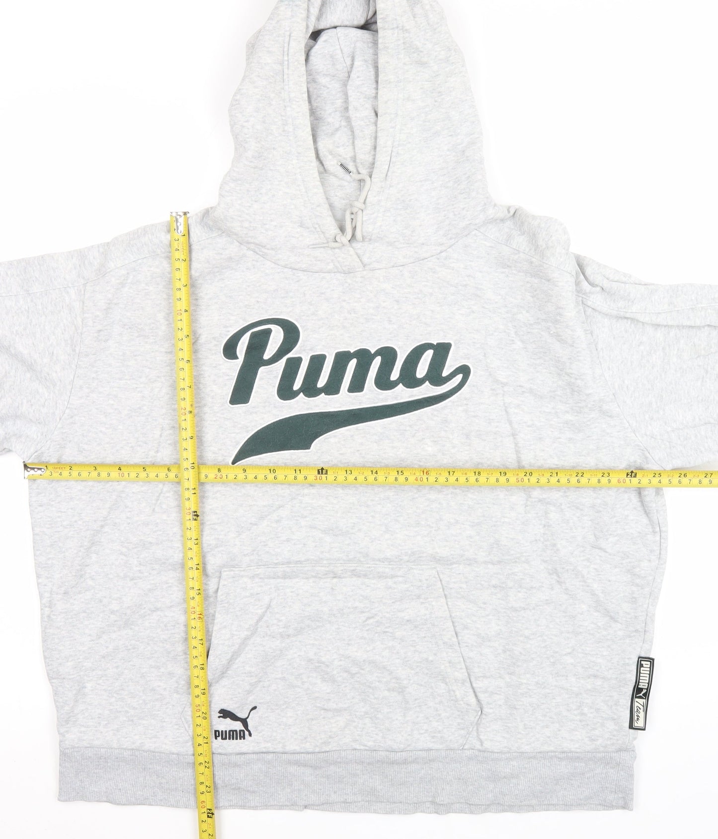 Puma Men’s Grey Pullover Hoodie S Logo Fleece Sportswear