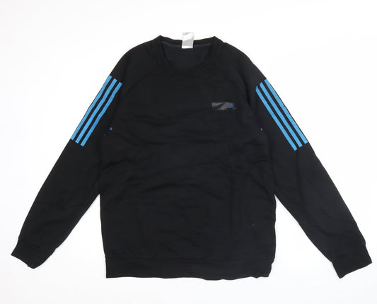Adidas Mens Black Pullover Sweatshirt L Logo Sports Jersey