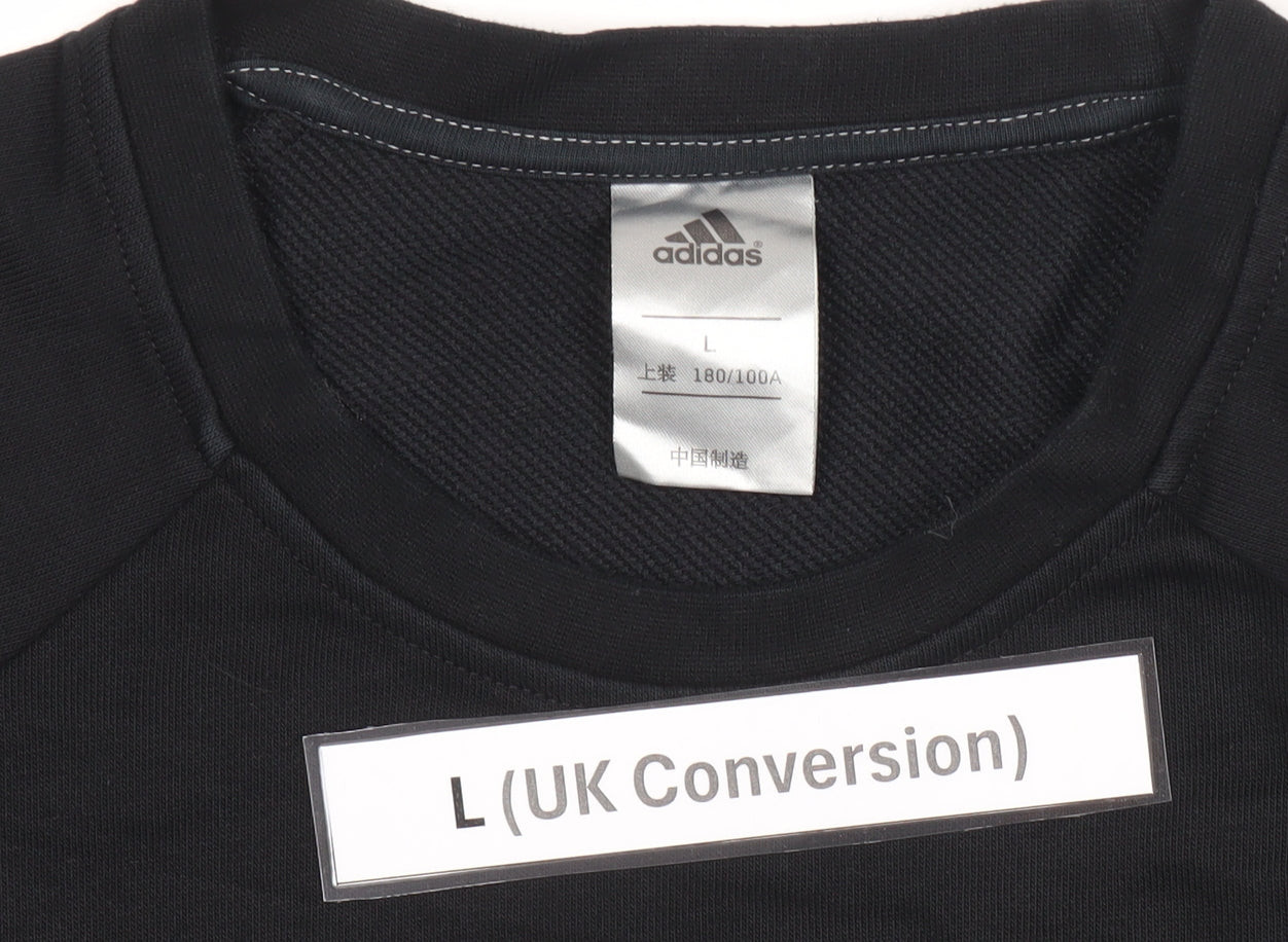 Adidas Mens Black Pullover Sweatshirt L Logo Sports Jersey