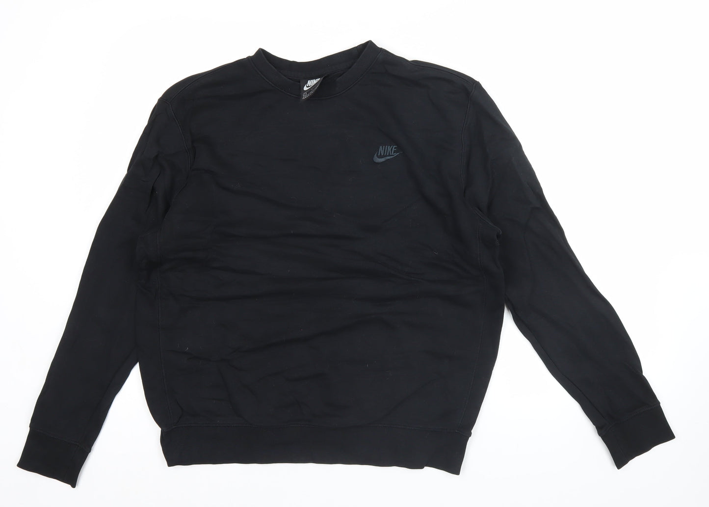 Nike Men's Black L Pullover Sweatshirt Crew Neck Logo Fleece