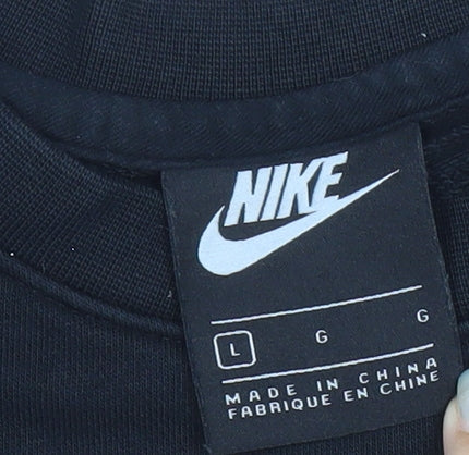 Nike Men's Black L Pullover Sweatshirt Crew Neck Logo Fleece