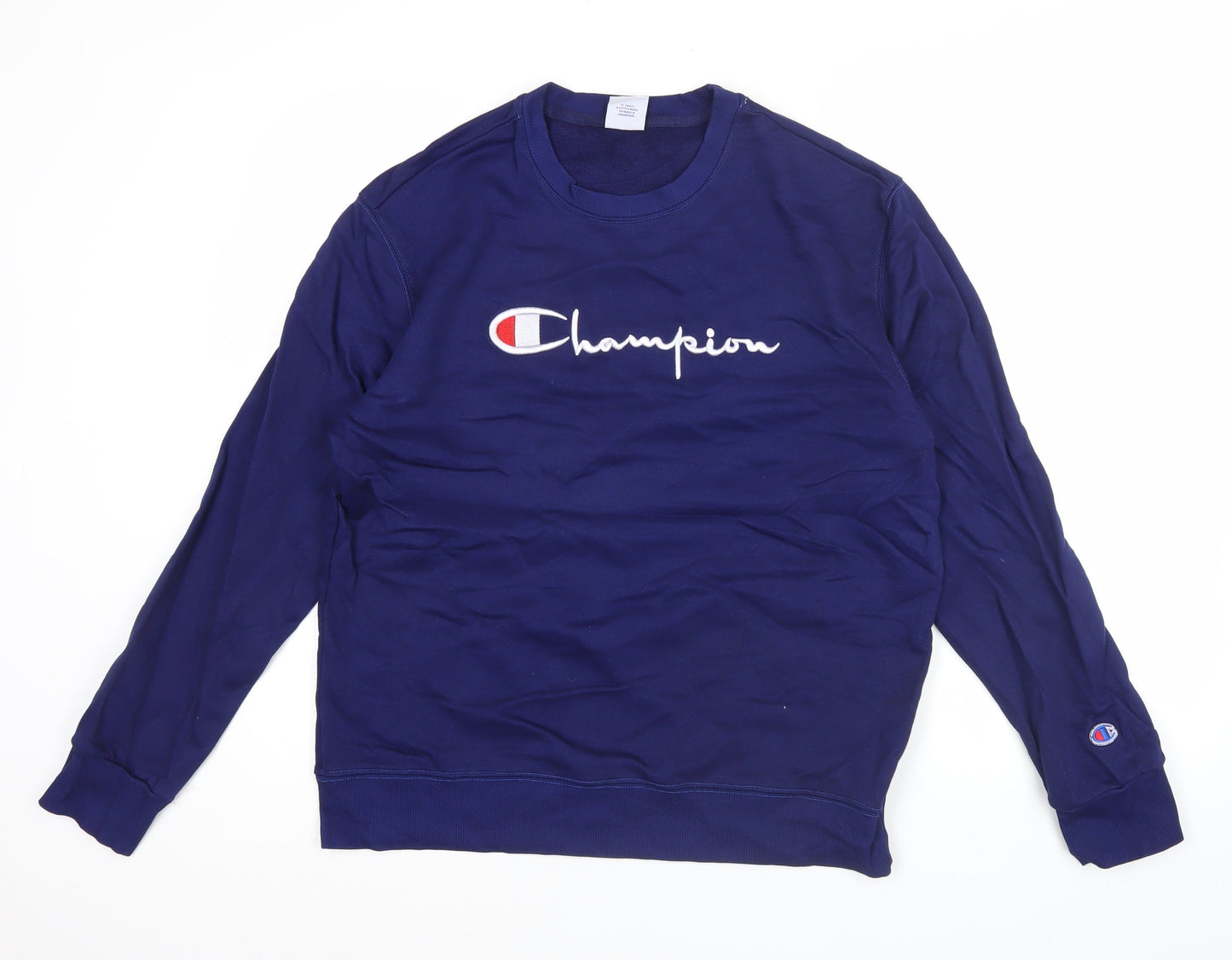 Champion Men's Blue XL Pullover Sweatshirt Crew Neck Embroidered Logo