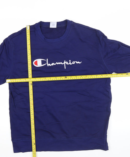 Champion Men's Blue XL Pullover Sweatshirt Crew Neck Embroidered Logo