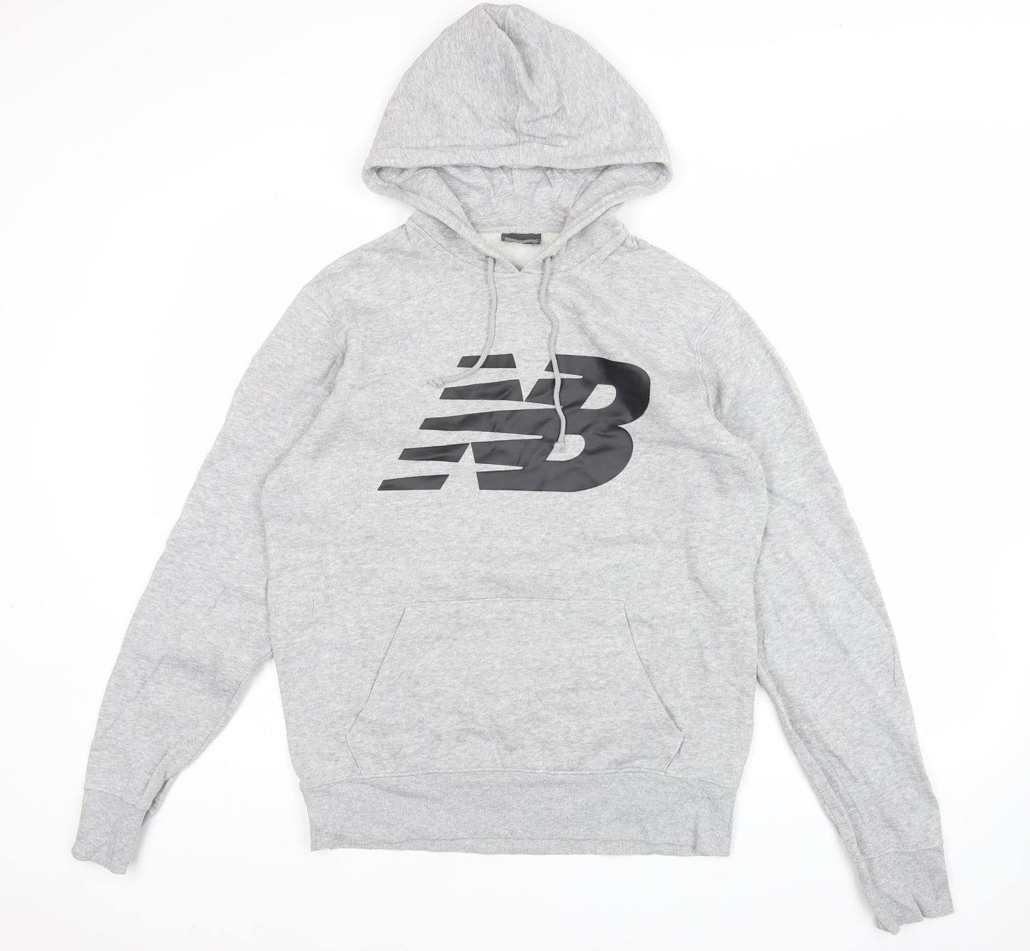 New Balance Men's Grey Pullover Hoodie M Fleece Sports Logo