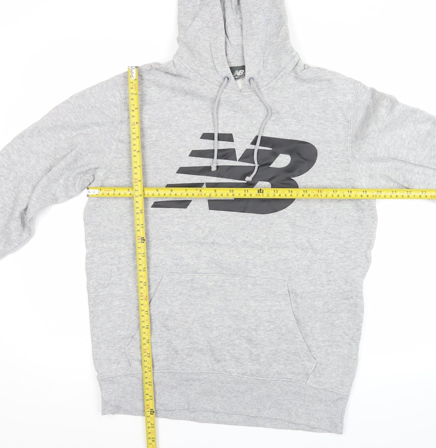 New Balance Men's Grey Pullover Hoodie M Fleece Sports Logo