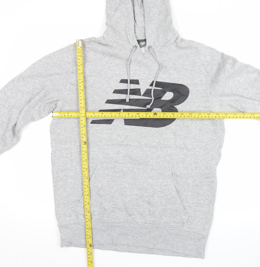 New Balance Men's Grey Pullover Hoodie M Fleece Sports Logo