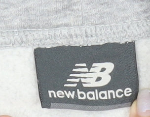 New Balance Men's Grey Pullover Hoodie M Fleece Sports Logo